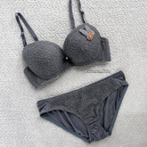 Cozy Textured Push-Up Bra & Panty Set 