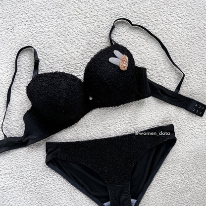 Cozy Textured Push-Up Bra &amp; Panty Set 