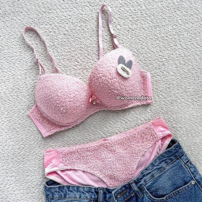 Cozy Textured Push-Up Bra &amp; Panty Set 