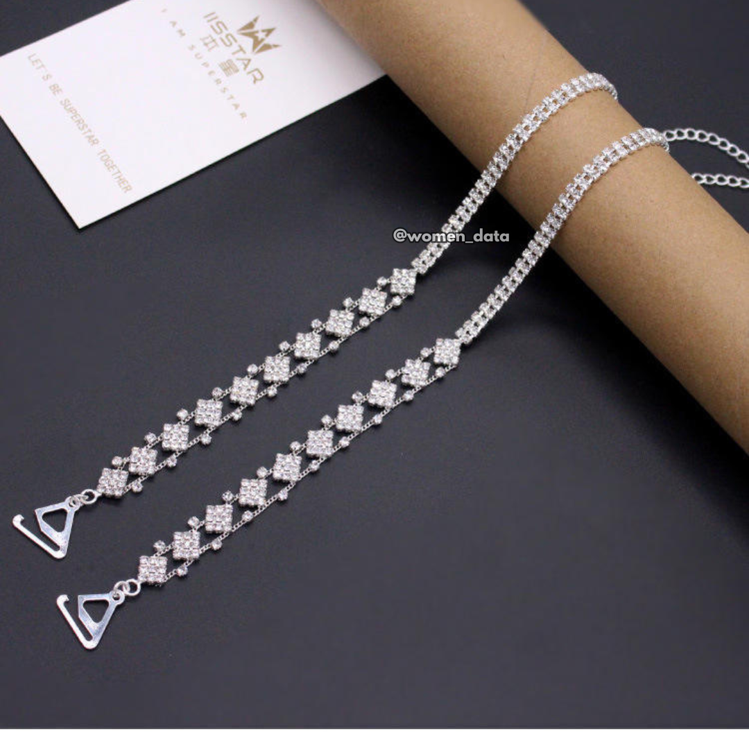 💎 Luxury Crystal Bra Straps for Women – Set of 2 – women data