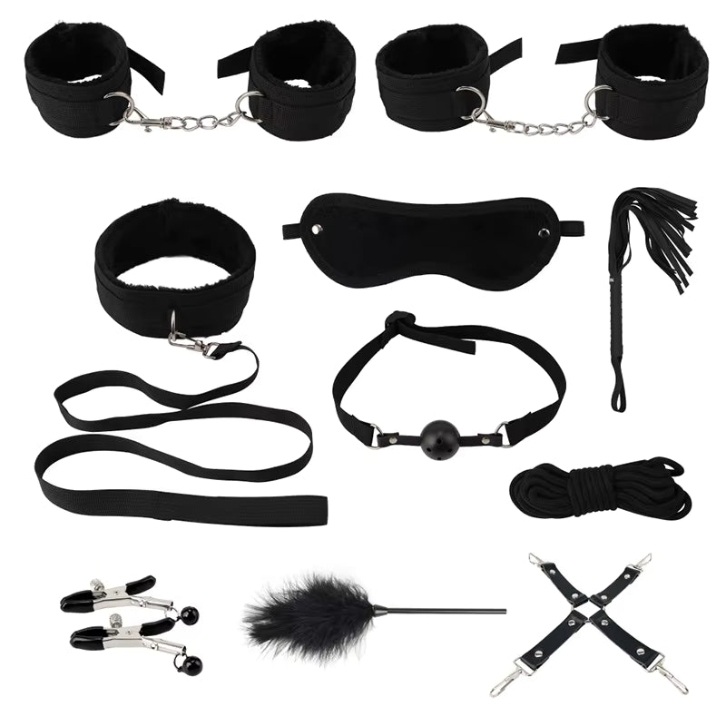 Collection of black bondage accessories 