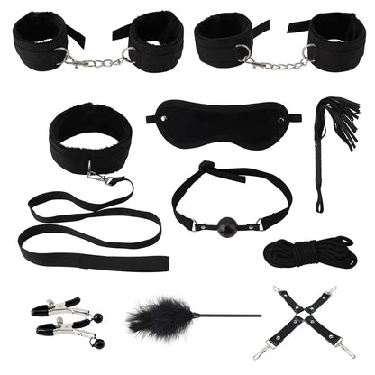 Collection of black bondage accessories 