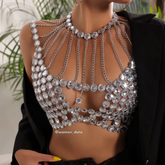 Silver chain and crystal top