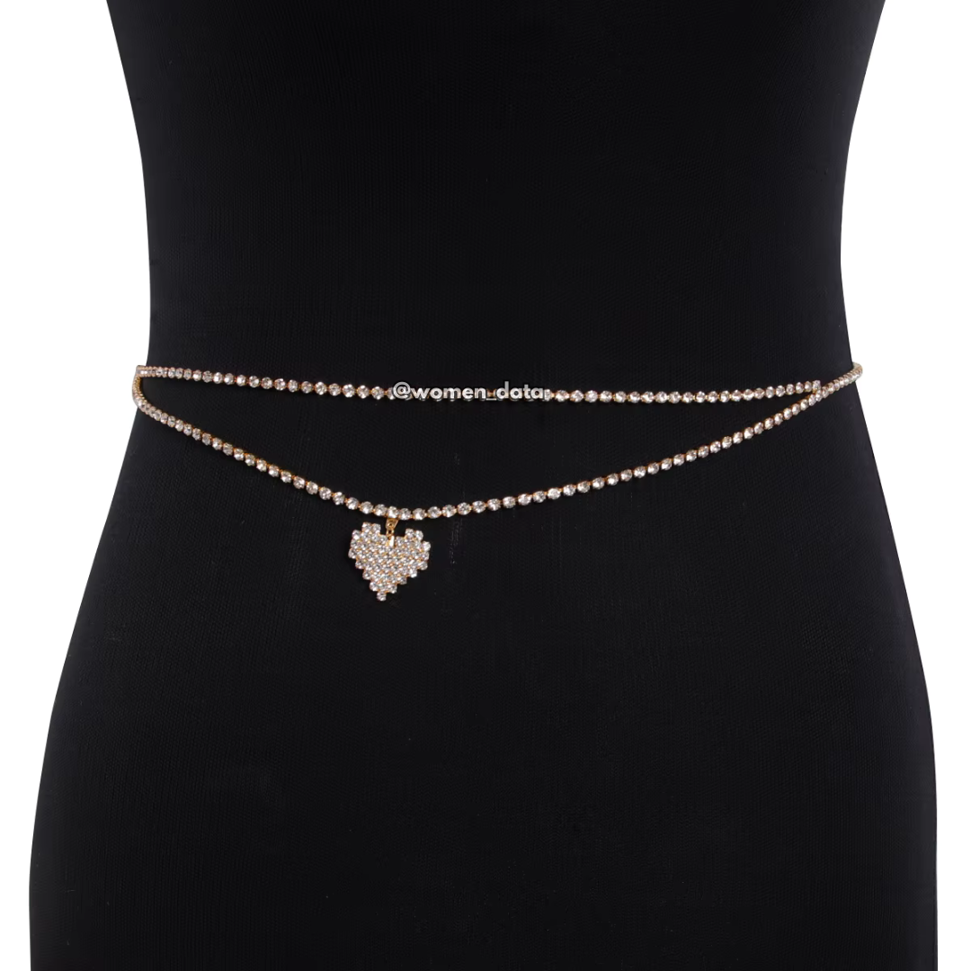 Crystal Heart Belly Chain 