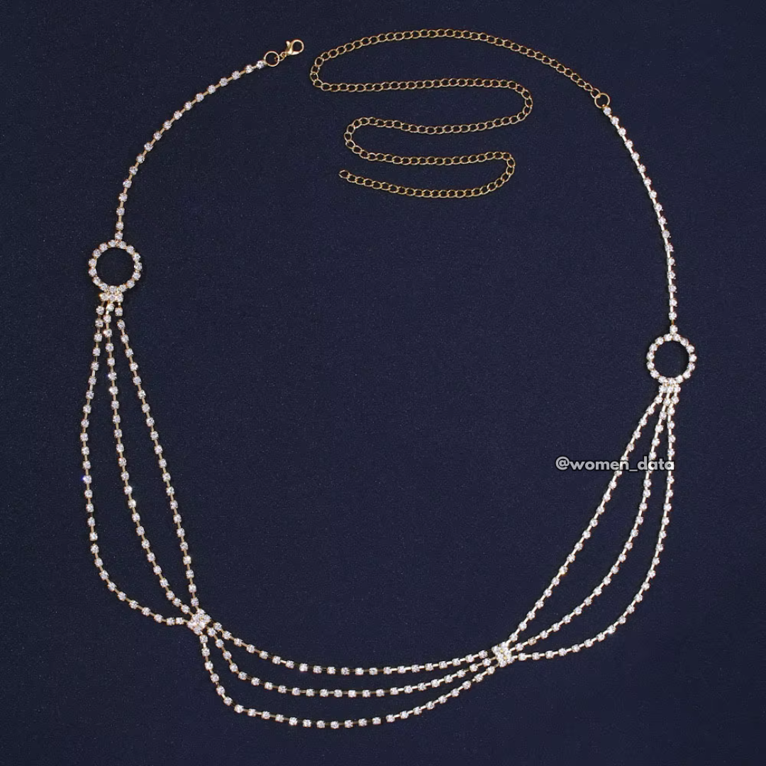 Multi-Layer Rhinestone Waist Chain  