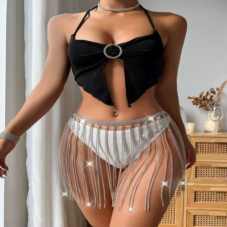 Crystal Fringe Waist Chain Skirt