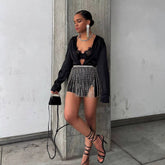 Crystal Fringe Waist Chain Skirt