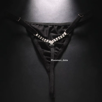 Crystal Striped T-Back Thong