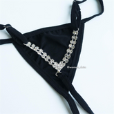 Crystal Striped T-Back Thong