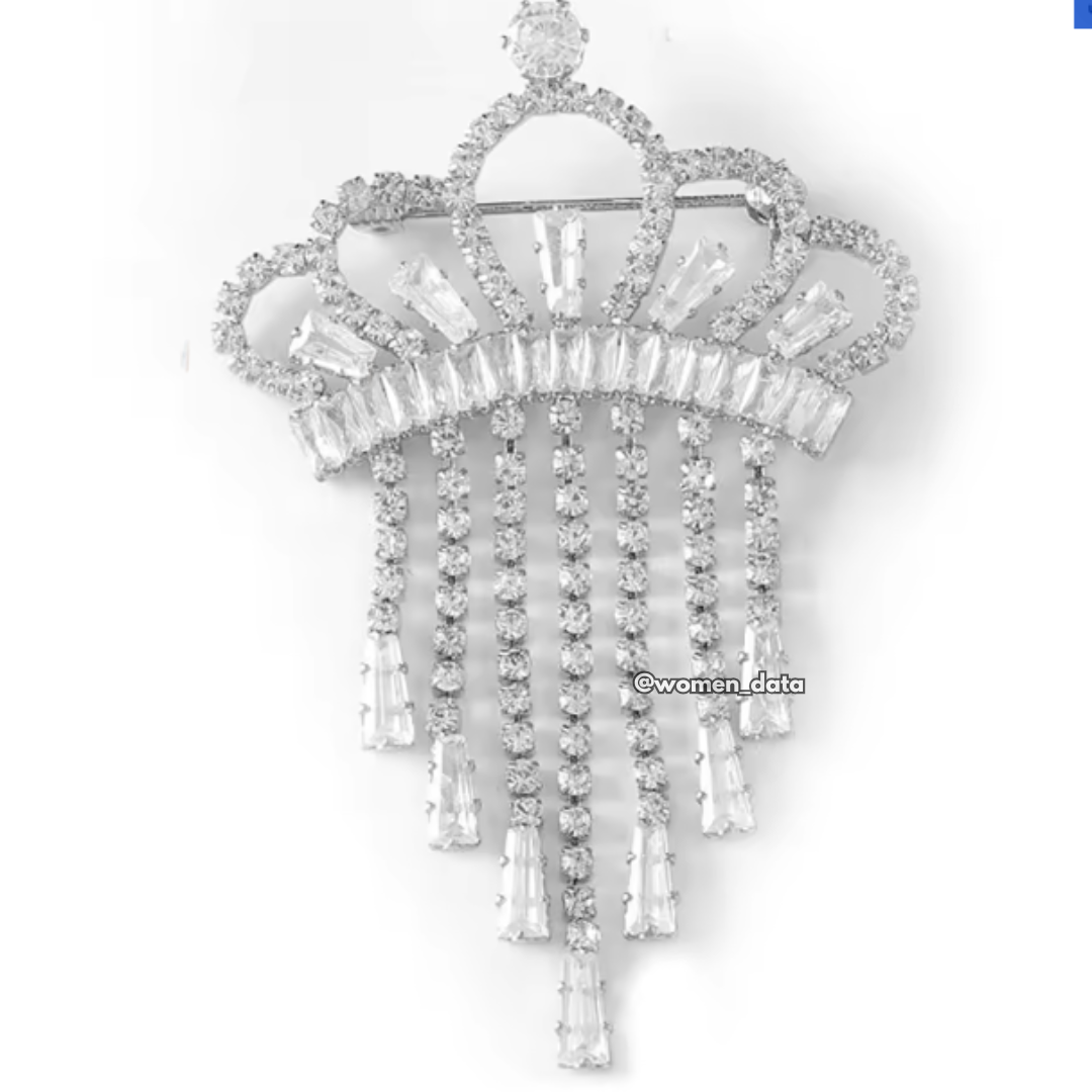 Elegant Crown Tassel Brooch for Women