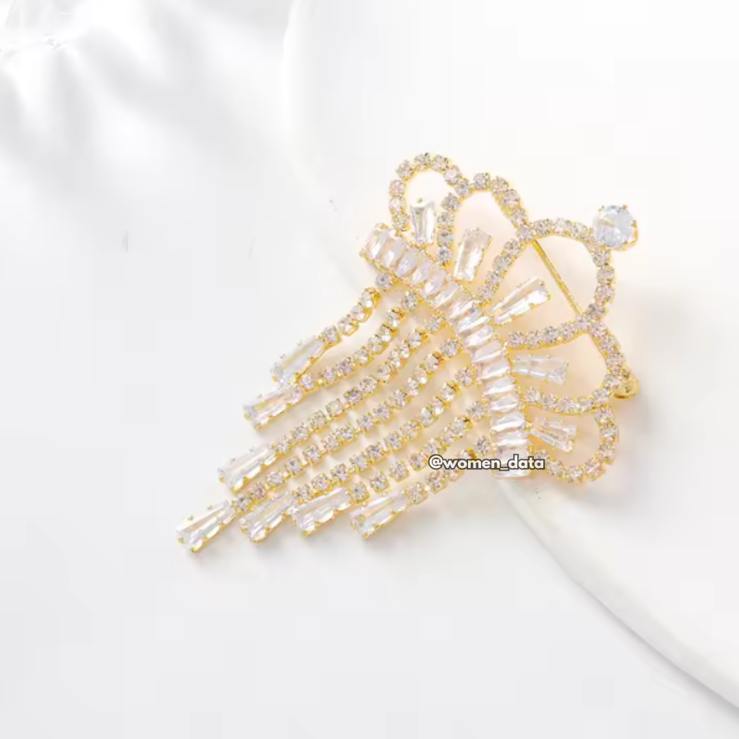Elegant Crown Tassel Brooch for Women 