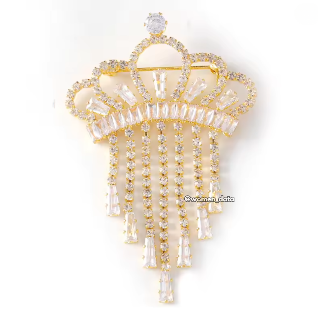 Elegant Crown Tassel Brooch for Women 