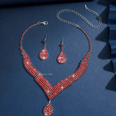 Women Crystal V-Shape Necklace Set 
