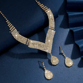 Women Crystal V-Shape Necklace Set 
