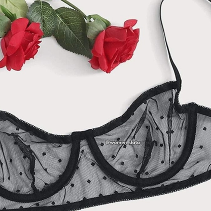 Sheer Mesh Black Lingerie Set