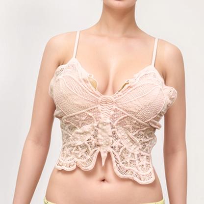 Sexy Cross Back Lace Crochet Embroidery Bra Tube Top for Women