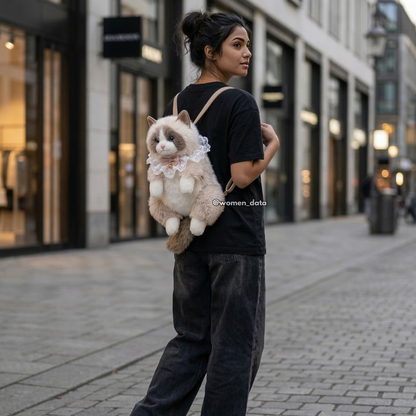 Kawaii Cat Plush Backpack with Meow Sound 