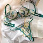 Floral Embroidered Bra & Panty Lingerie Set 