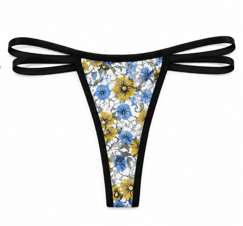 Floral Lace Double Strap Thong Panty 