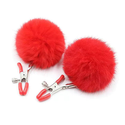 Fluffy Faux Fur Nipple Clamp Clips 