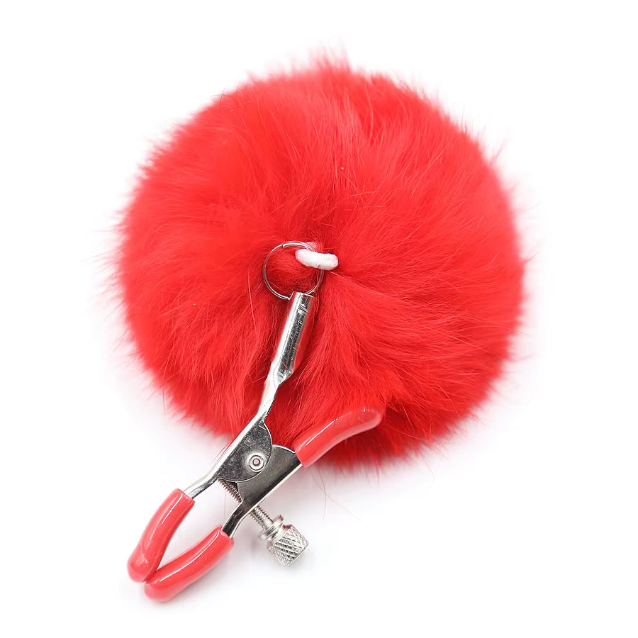 Fluffy Faux Fur Nipple Clamp Clips 