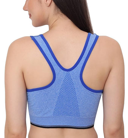 Front Zip Sports Wireless Bra | Cotton Lightly Padded Wire Free 