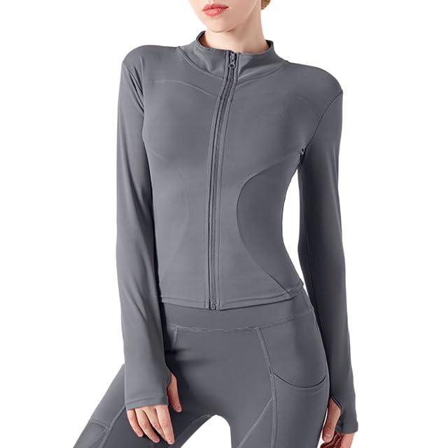 Workout Jacket with Thumb Holes Grey