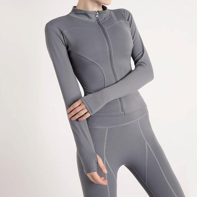 Workout Jacket with Thumb Holes grey