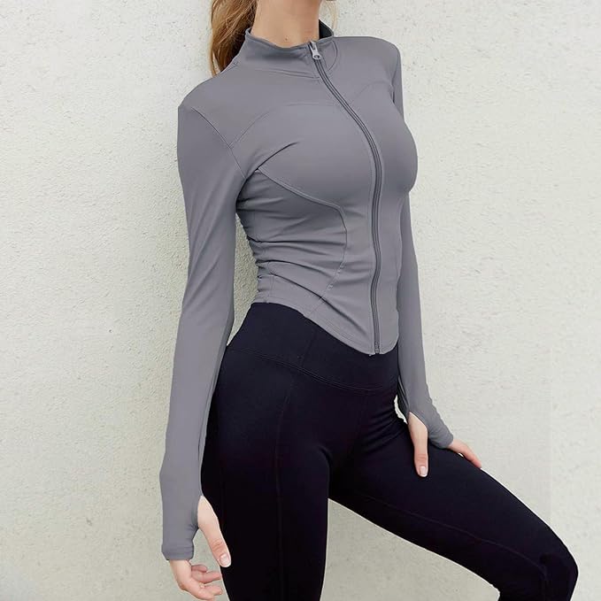 Women's gray Jacket athletic with Thumb holes | Grey jacket women, Gray  jacket, Clothes design