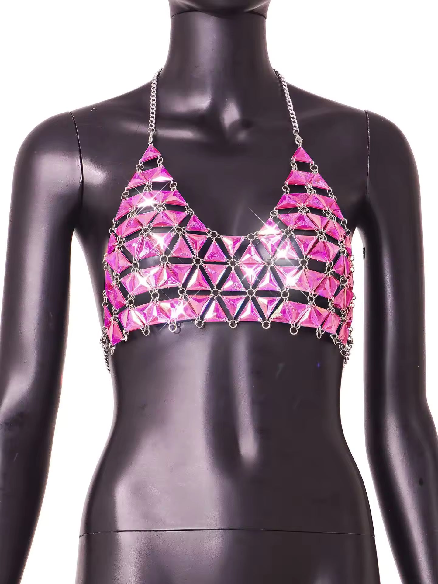 Gemstone Chain Triangle Crop Top 
