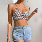 Gemstone Chain Triangle Crop Top 