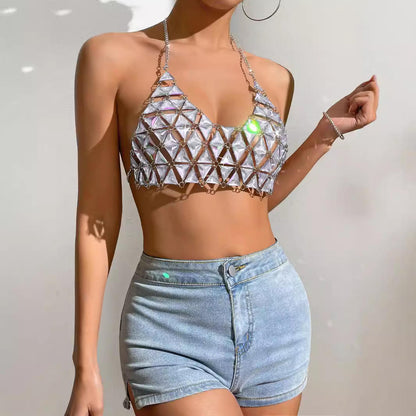 Gemstone Chain Triangle Crop Top 
