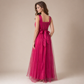 Graceful Tulle Layered Ball Gown for Wedding & Party Wear Pink Free Size Attach Sleeves 