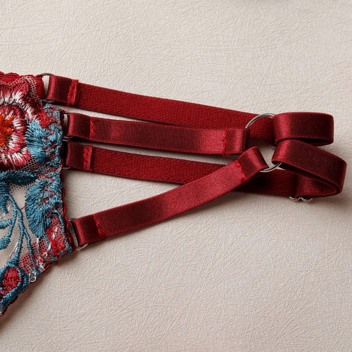Floral Embroidered Lace Lingerie Set