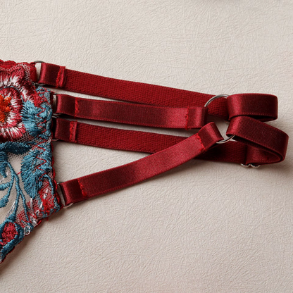 Floral Embroidered Lace Lingerie Set