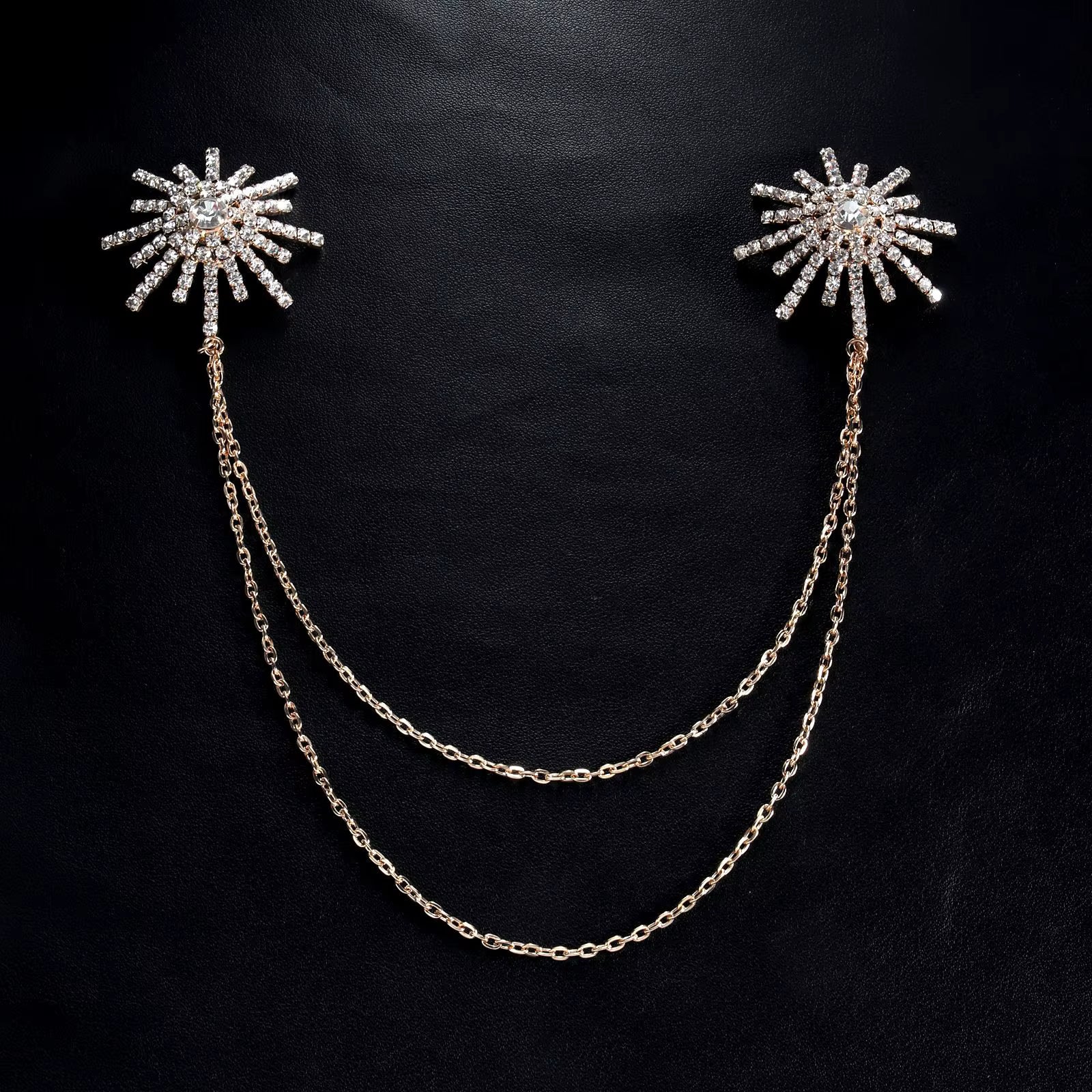 Crystal Sunburst Chain Nipple Jewelry