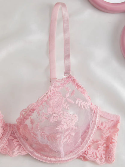 Blush Fantasy Pink Lace Bra &amp; Thong Set