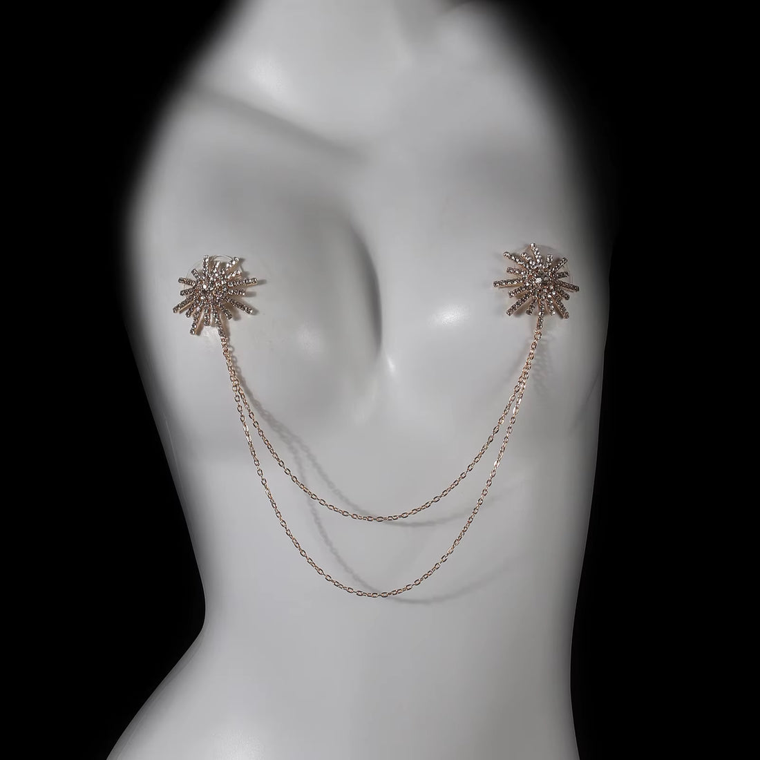 Crystal Sunburst Chain Nipple Jewelry