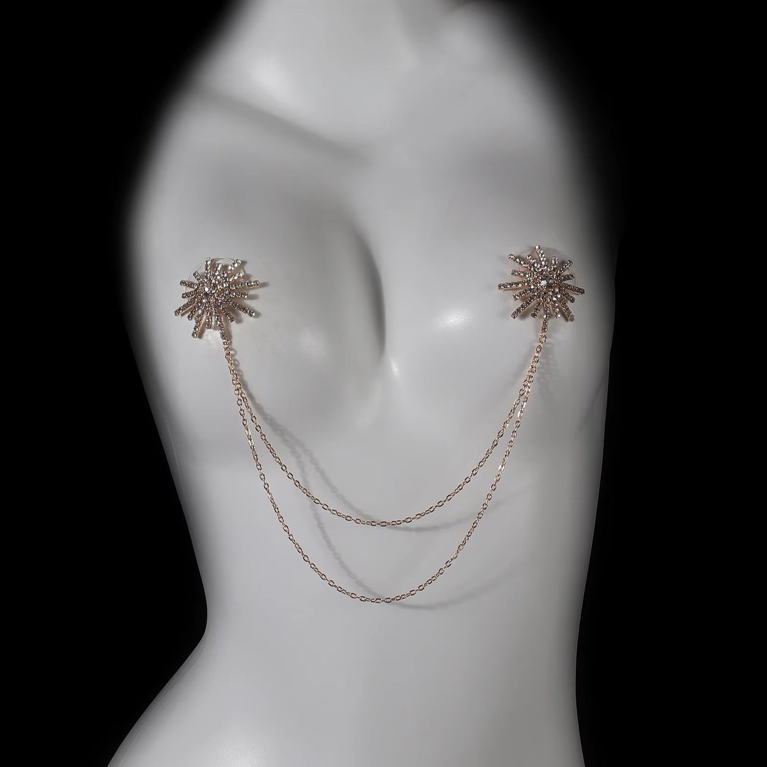 Crystal Sunburst Chain Nipple Jewelry