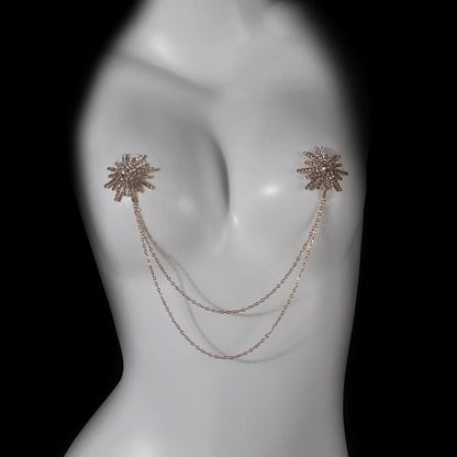 Crystal Sunburst Chain Nipple Jewelry