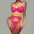 Hot Pink Floral Embroidered Lingerie Set