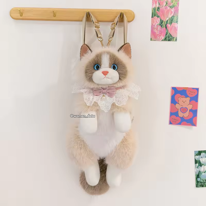 Kawaii Cat Plush Backpack with Meow Sound 