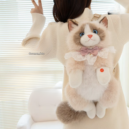 Kawaii Cat Plush Backpack with Meow Sound 