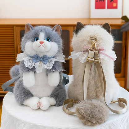 Kawaii Cat Plush Backpack with Meow Sound 
