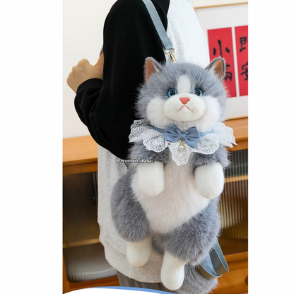 Kawaii Cat Plush Backpack with Meow Sound 