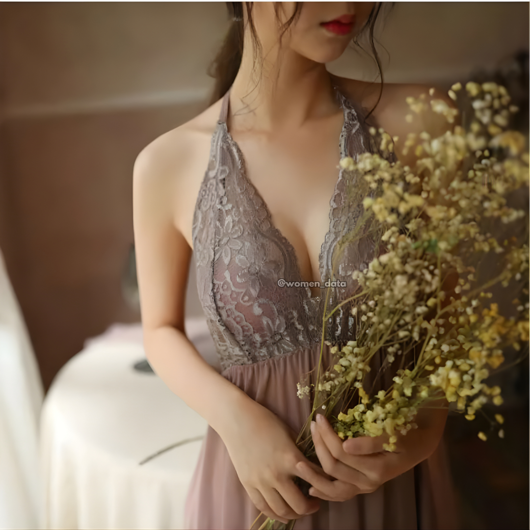 Lace Halter Babydoll Nightdress 