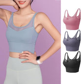Seamless Lace Shockproof Push-Up Sports Bra 
