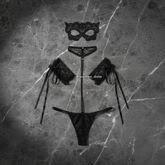 Red Lace Strappy Erotic Lingerie Set – Choker, Cuffs & G-String for Women 