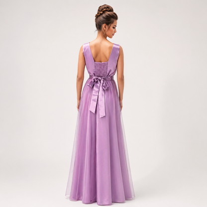 Layered Net and tulle base women gown Dress 