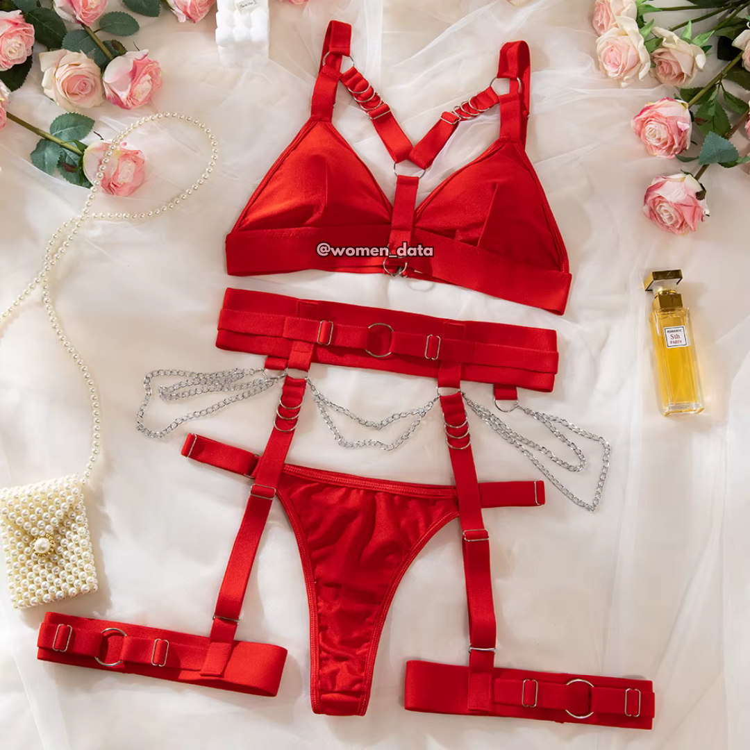 Bold Strappy Chain Lingerie Set for Women 